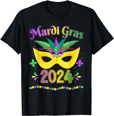 Mardi Gras 2024 Costume With Mask T Shirt Buy T Shirt Designs   Mardi Gras 2024 Costume With Mask T Shirt 