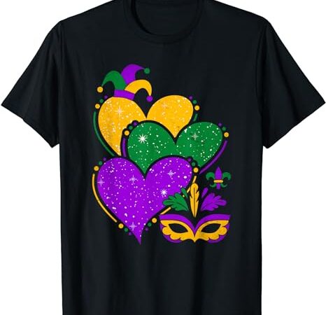 Mardi gras cute hearts women girls kids vintage t-shirt