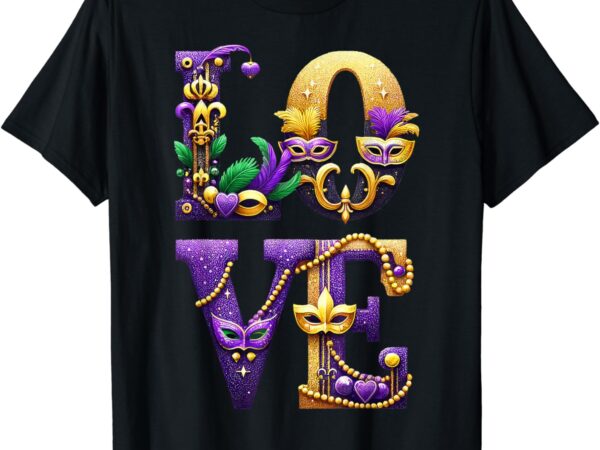 Mardi gras love letters outfit costume men women mardi gras t-shirt