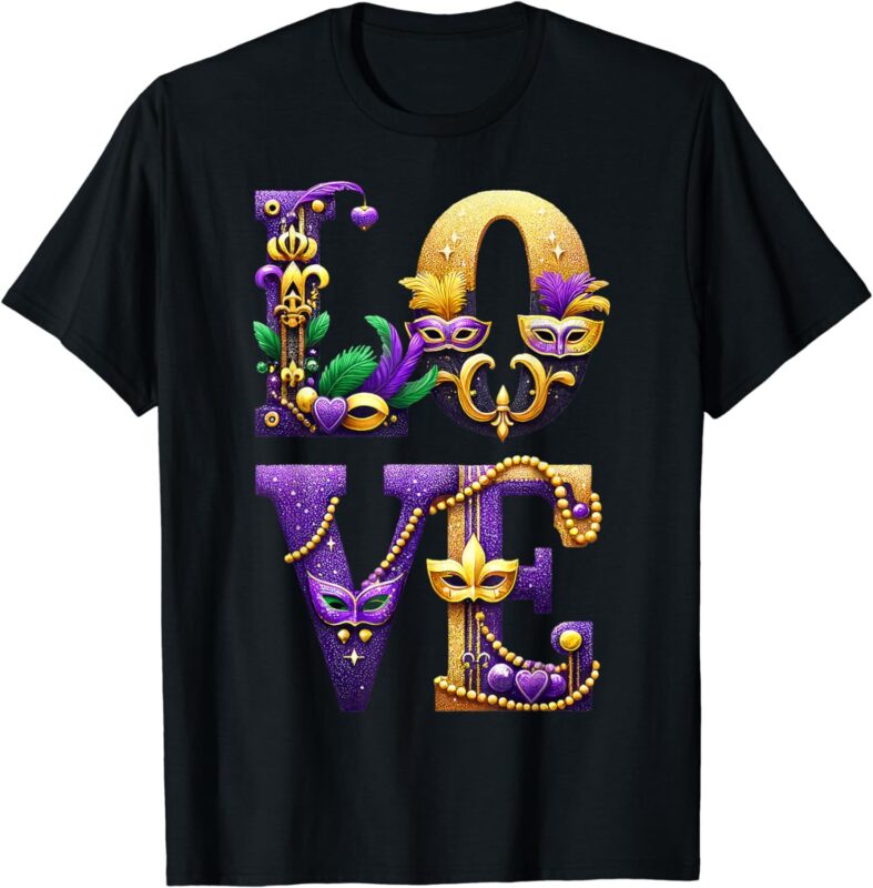 Mardi Gras Love Letters Outfit Costume Men Women Mardi Gras T-Shirt