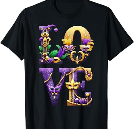 Mardi gras love letters outfit costume men women mardi gras t-shirt