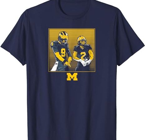 Michigan football j.j. mccarthy & blake corum rings license t-shirt