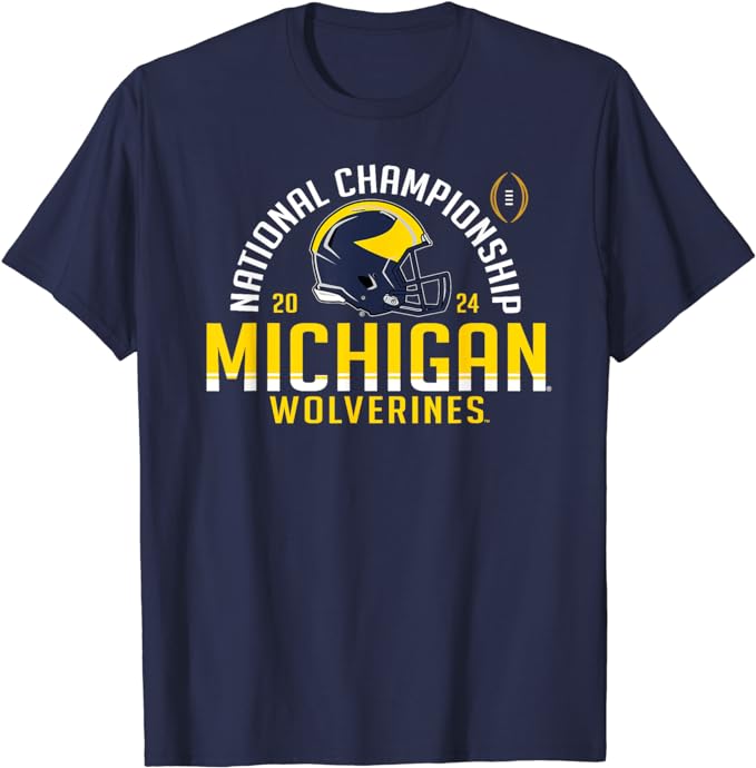 Michigan Wolverines 2024 CFP National Championship Arch Navy T-Shirt