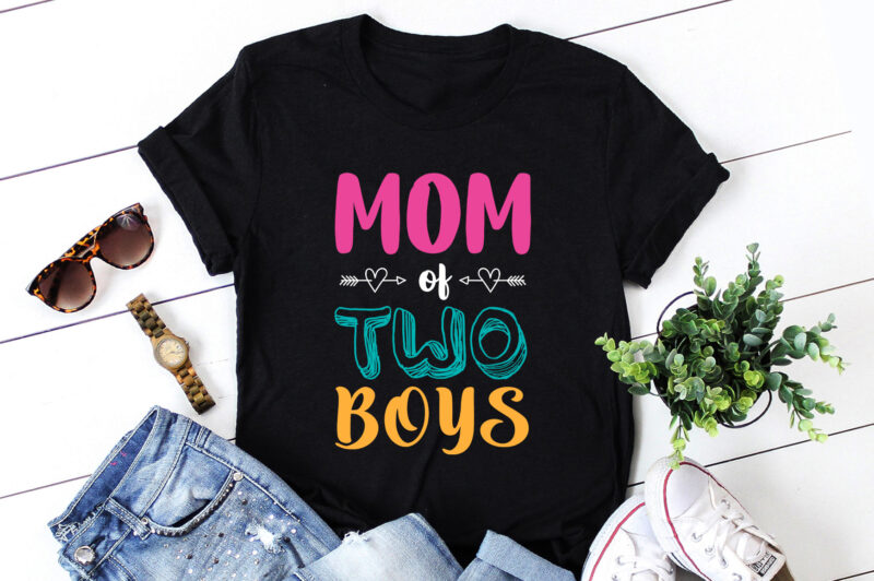 Mom of 2 Boys T-Shirt Design