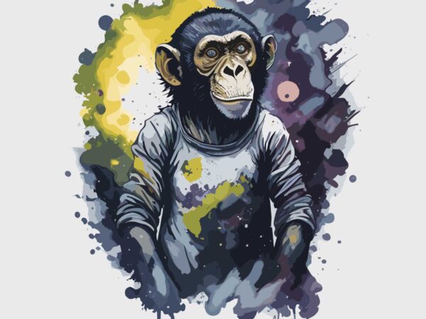 Monkey art space t shirt designs for sale