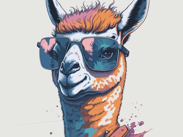 Ilama sunglass t shirt design for sale