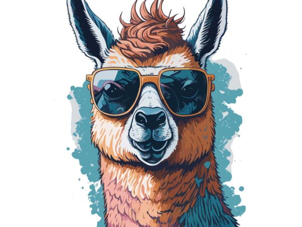 Ilama sunglass t shirt design for sale