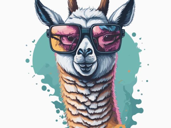 Ilama sunglass t shirt design for sale