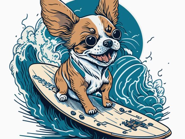 Dog surfer t shirt vector illustration