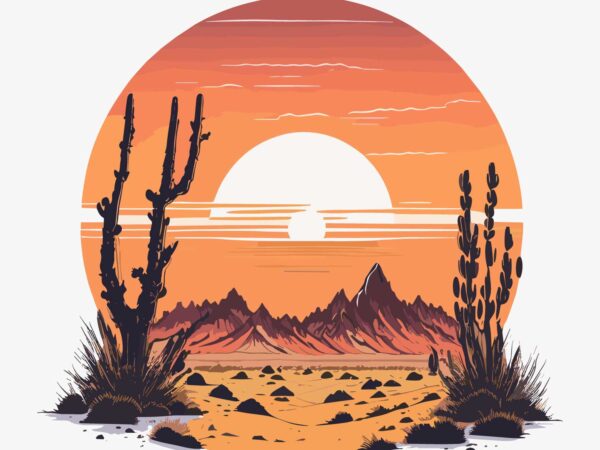 A vintage desert sun t shirt vector