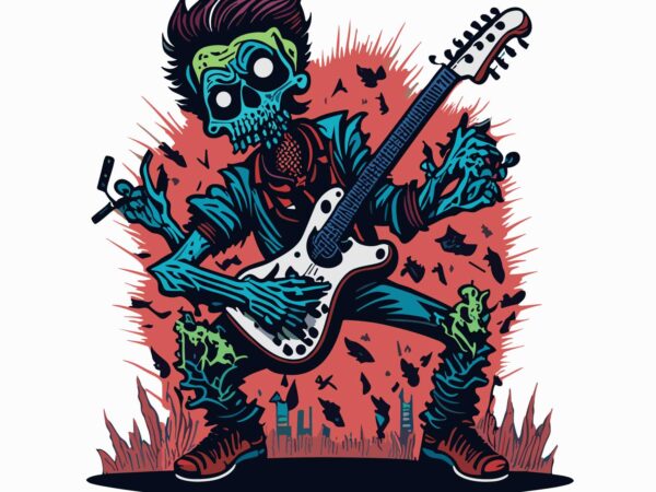 Zombie playing guitaris t shirt graphic design