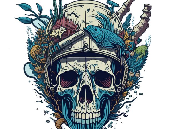 Skull diving t shirt template vector