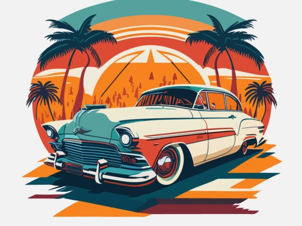 Retro car t shirt design online