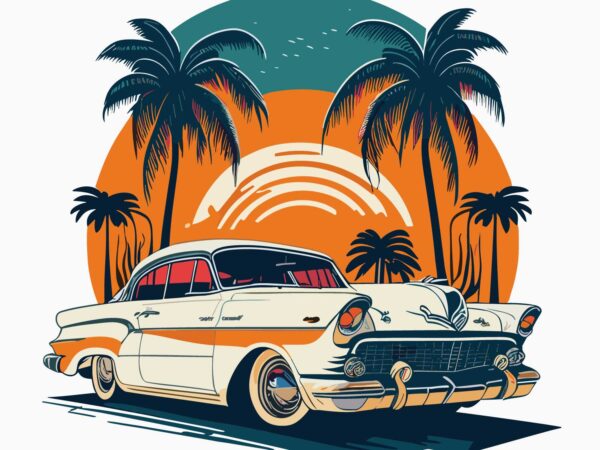 Retro car t shirt design online