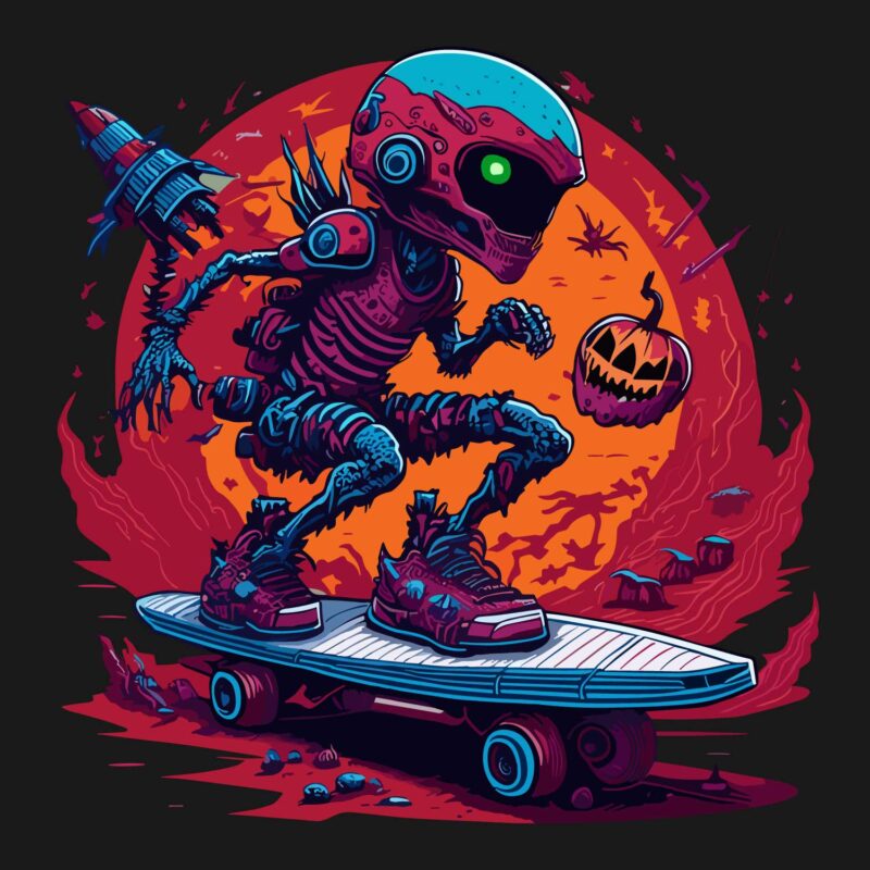 Alien On Skateboarding