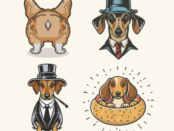 4 designs dog vector