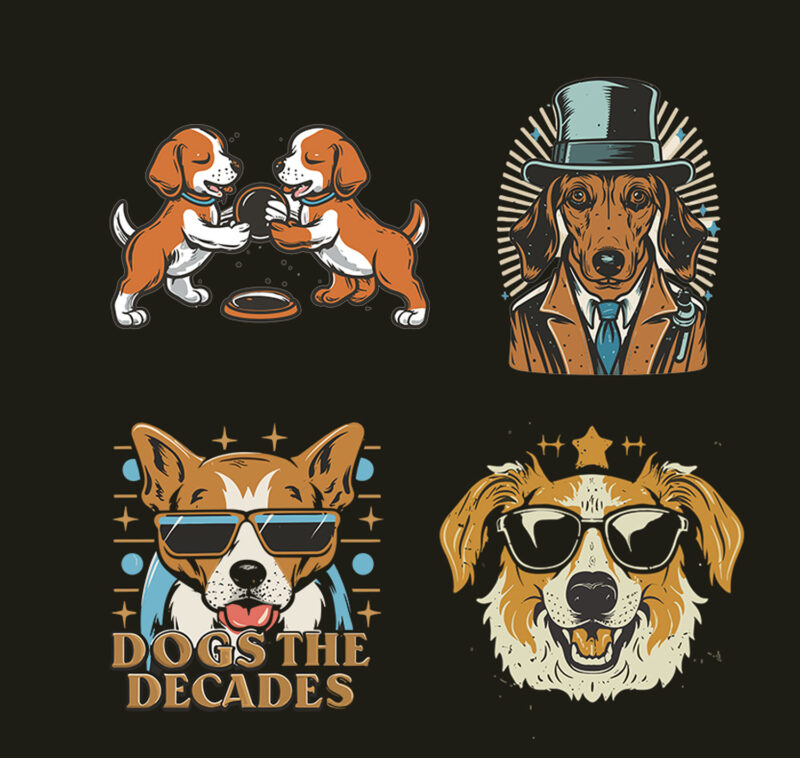 4 designs dog vector