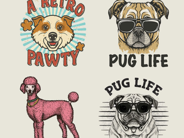 4 designs dog vector