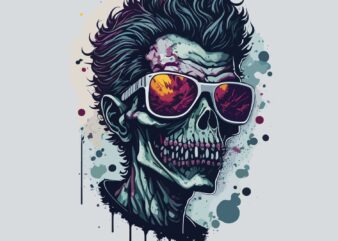 Zombie Wearing Sunglass t shirt graphic design