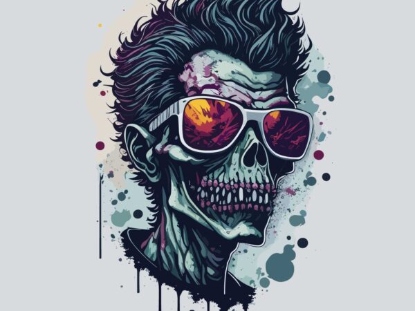 Zombie wearing sunglass t shirt graphic design