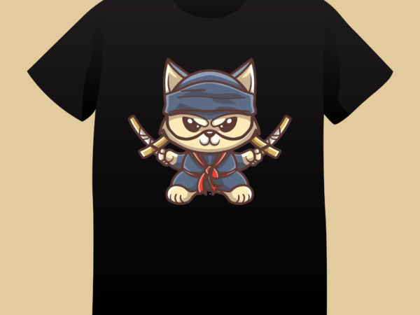 Ninja cat, cute cat, ninja, t-shirt design, instant download, ninja cat graphic tee