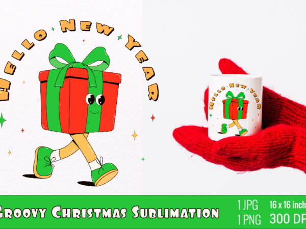 Y2k,retro christmas mascot sublimation t shirt design template