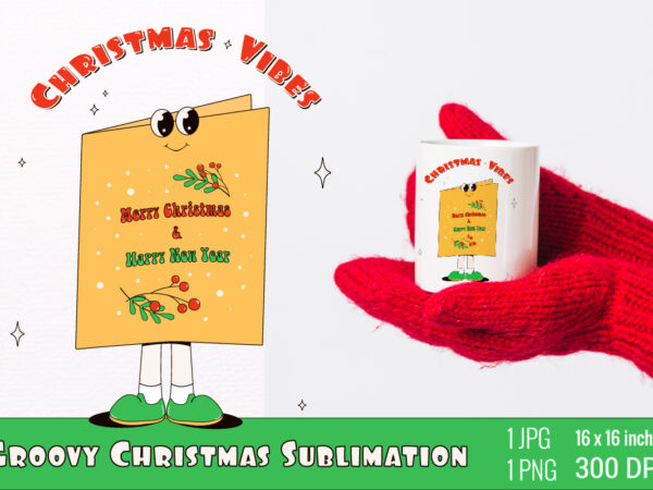 Y2k,retro christmas mascot sublimation t shirt design template