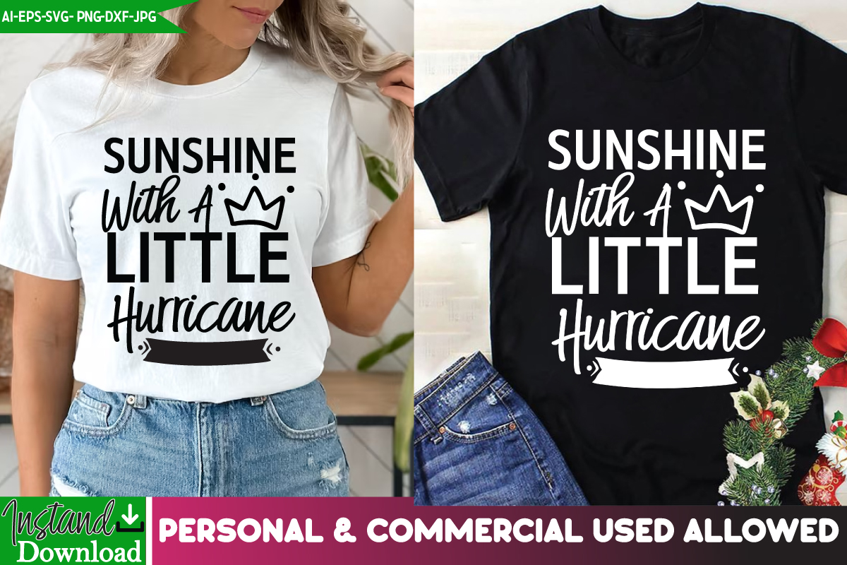 Sunshine With a Little Hurricane T-Shirt Design, Sunshine With a Little ...