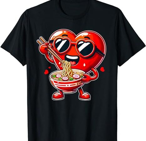 Ramen heart noodles cute valentine’s day boys girls kids t-shirt