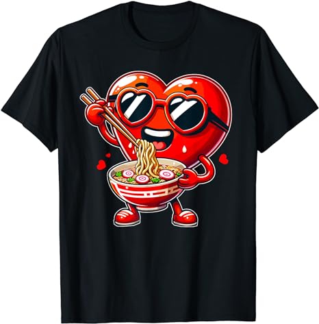 Ramen Heart Noodles Cute Valentine’s Day Boys Girls Kids T-Shirt