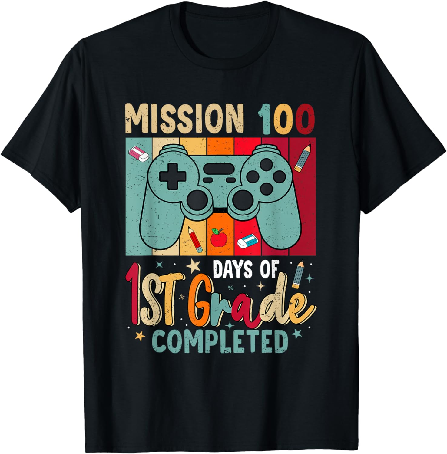 Retro 100 Days Of 1st Grade Boy Gamer 100th Day of School T-Shirt - Buy ...