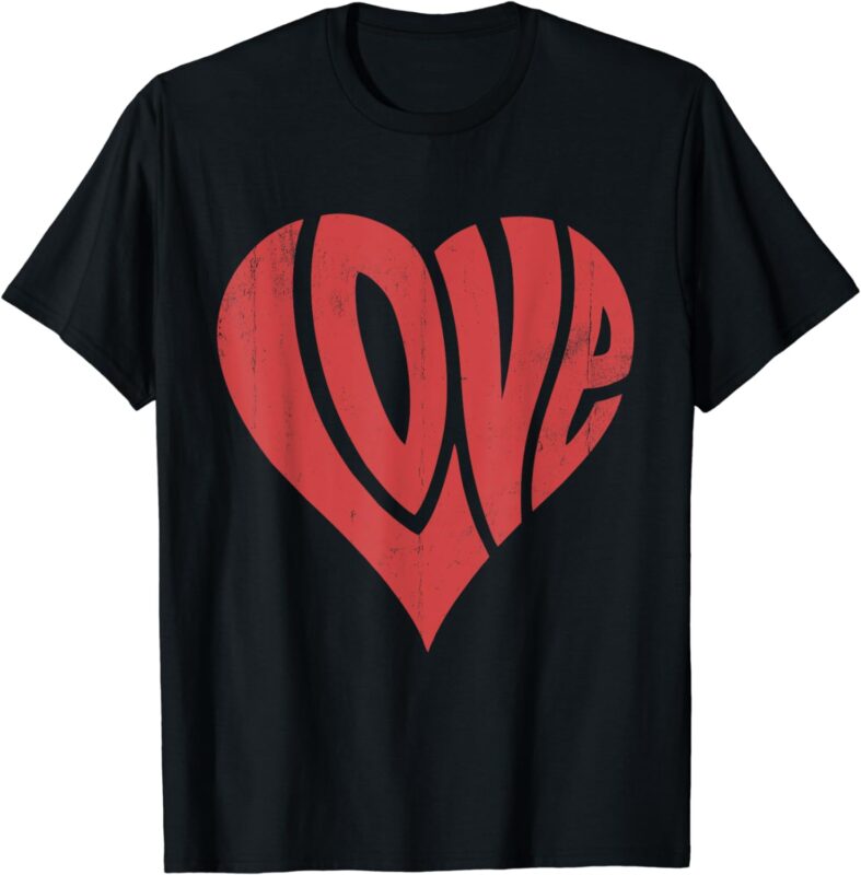 Retro Vintage Valentines Day Love Heart For Mens Womens Kids T-Shirt