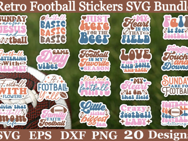 Retro football stickers svg bundle t shirt design online