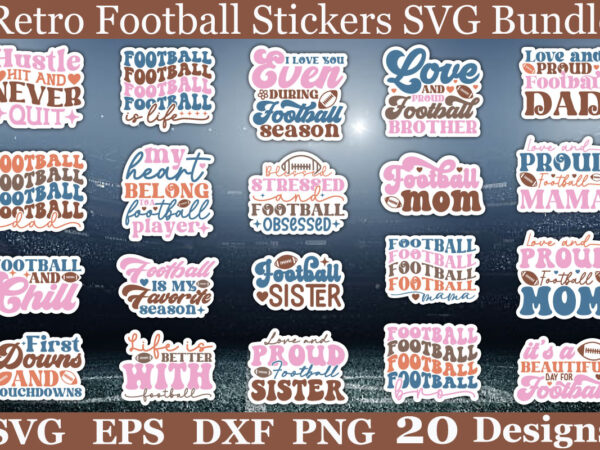 Retro football stickers svg bundle t shirt design online