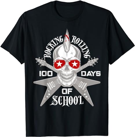 Rocking N Rolling 100 Days Of School Teacher Kids Rock Music T-Shirt