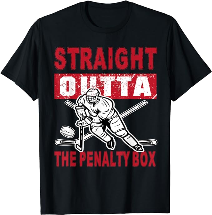 Straight Outta The Penalty Box Funny Hockey Design For Men T-Shirt