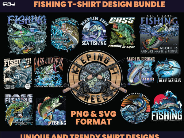65 Fishing Shirt Designs, T-shirt Design bundle, Streetwear