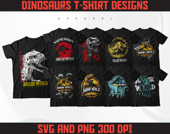 Dinosaurs t-shirt designs bundle | pod t-shirt designs bundle | streetwear designs | predator t-shirt designs | dtf | dtg