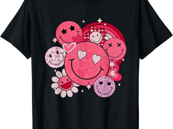 Valentine retro groovy smile face trendy valentines day t-shirt