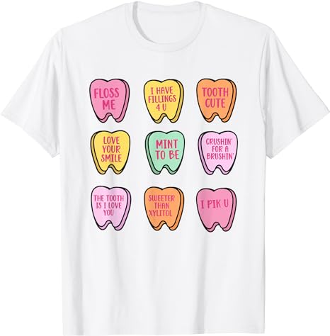 Valentine’s Day Dental Tooth Candy Retro Dentist Women T-Shirt