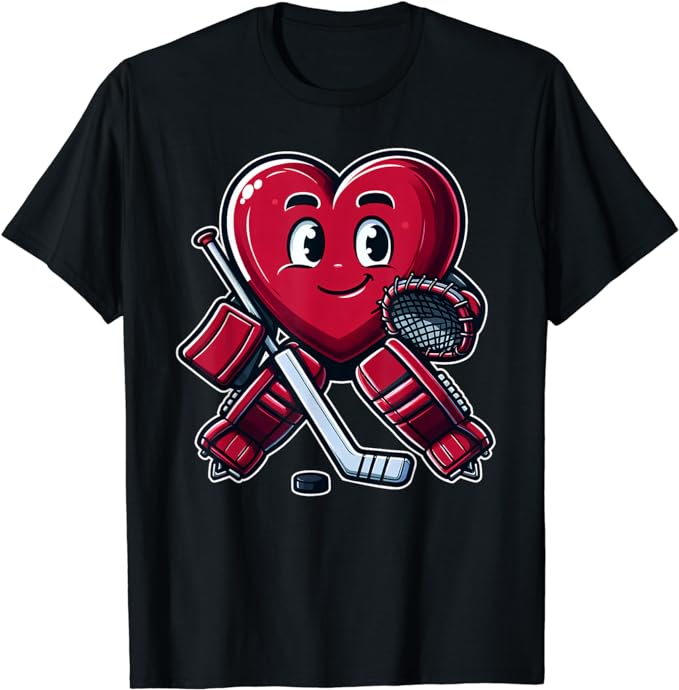 Valentine’s Day Heart Ice Hockey Goalie T-Shirt