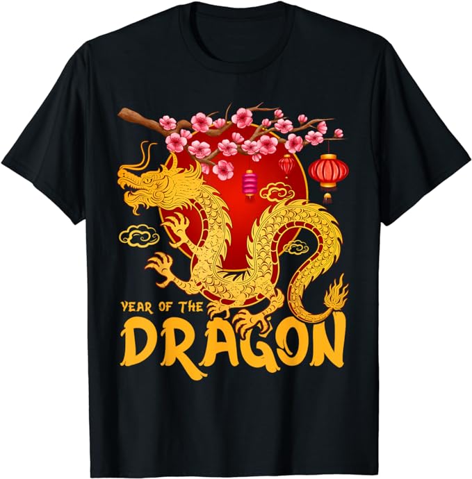 Zodiac Year Of The Dragon Lunar Happy Chinese New Year 2024 T-Shirt ...