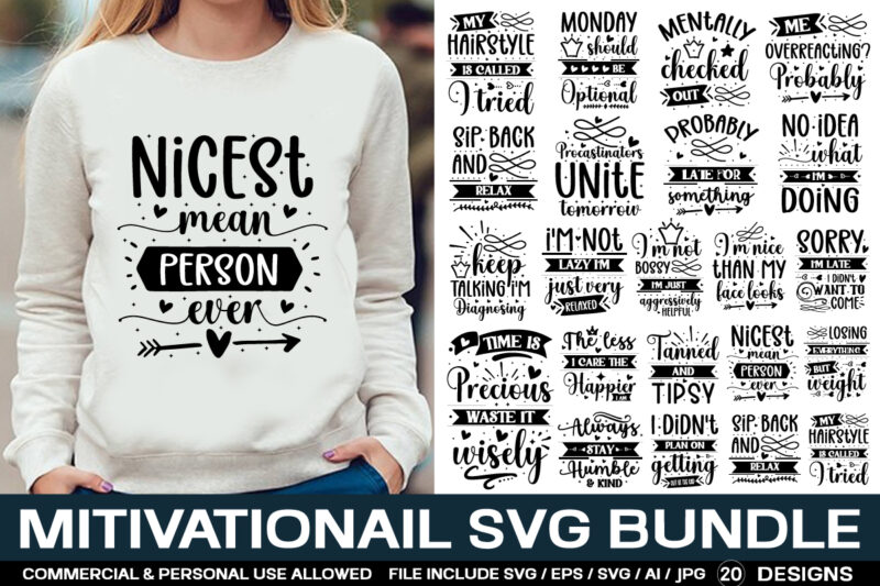 Motivational Svg Bundle, Sarcastic Quotes Svg Bundle