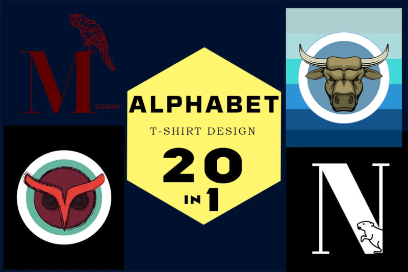 Alphabets tshirt design bundle