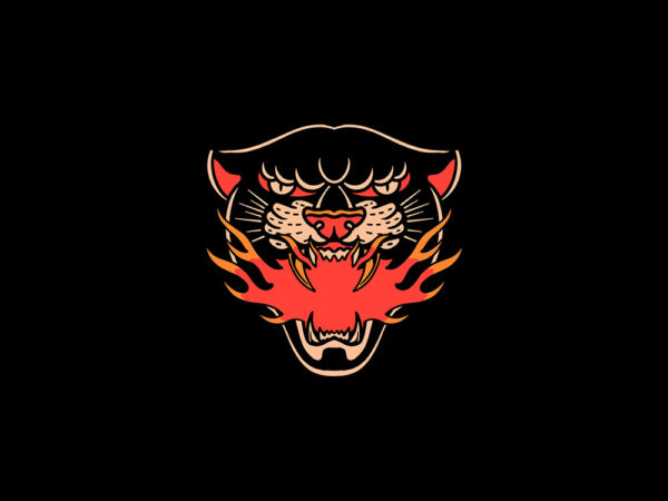 Flaming panther t shirt graphic design