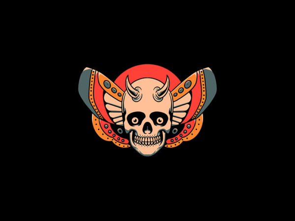 Flying skull t shirt graphic design