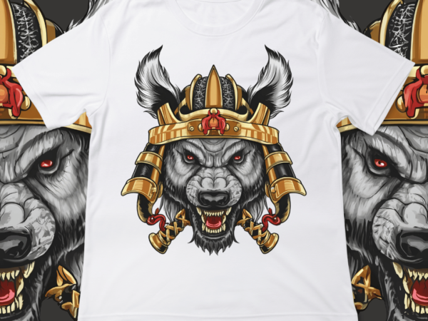 Samurai hyena, t-shirt design, template, instant download, hyena in samurai attire, graphic t-shirt design