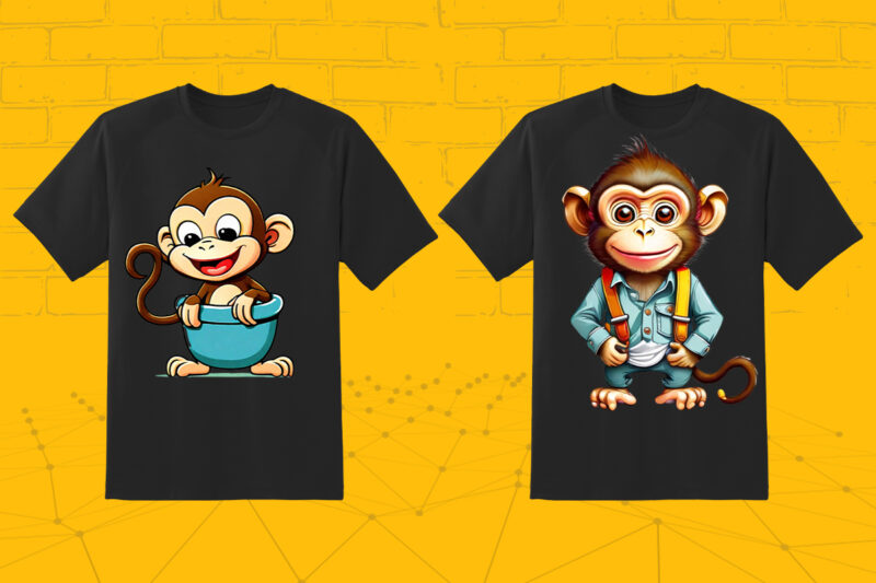 Monkey In Pocket Illustration 25 Clipart Bundle