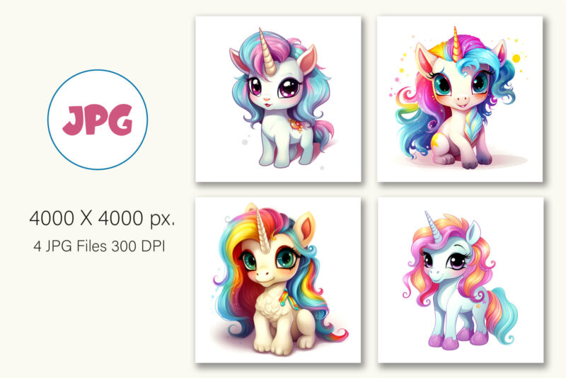 Cute rainbow unicorns 03. TShirt Sticker.