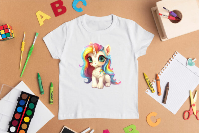 Cute rainbow unicorns 03. TShirt Sticker.